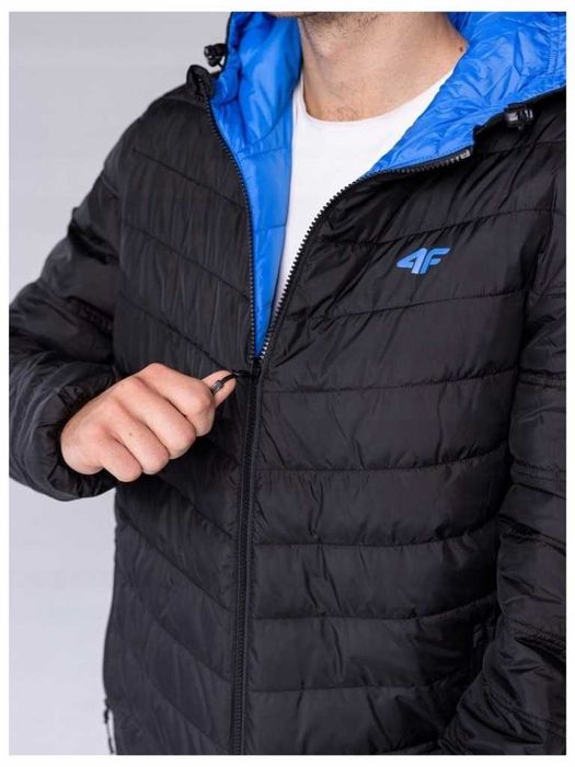 4F dwustronna (niebiesko-czarna) kurtka puchowa z kapturem L