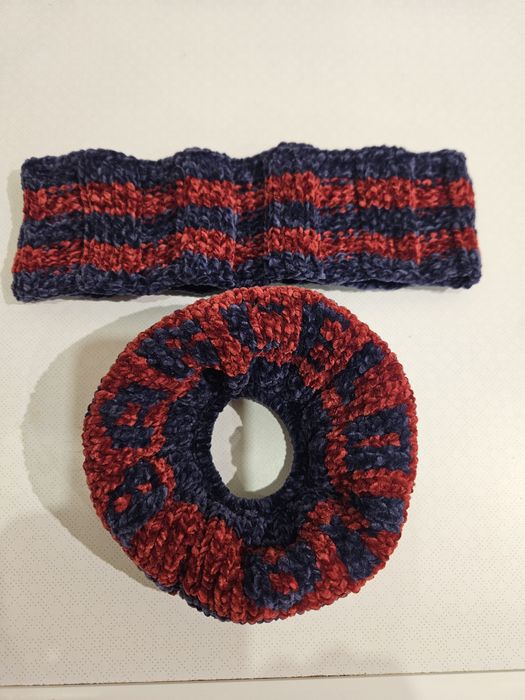 Welurowy zestaw: scrunchie + opaska na uczy