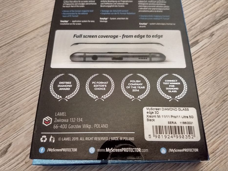 PROMOCJA Szkło folia MyScreen DIAMOND GLASS edge3D do Xiaomi Mi 11/ Mi 11 Pro