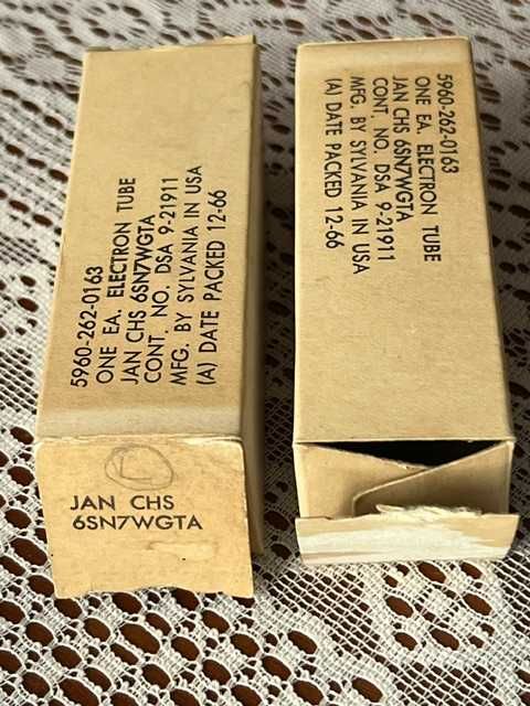 6SN7 WGTA NOS NIB Sylvania dobrana para 1966 Best lampy elektronowe !