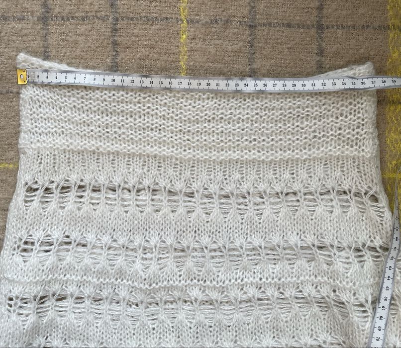 Komin wełniany szal moher 100% jasno kremowy ażurowy wzór