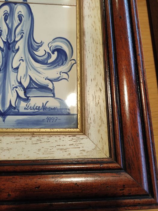 Conjunto de dois quadros em azulejo pintado á mão