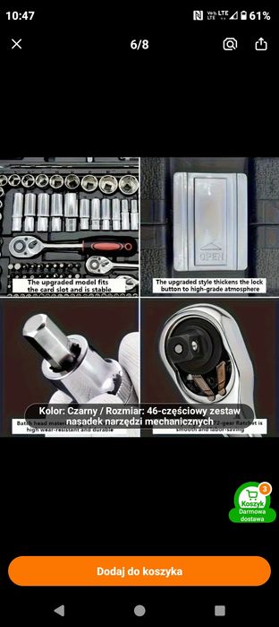 46 częściowy zestaw narzędzi i nasadek mechanicznych