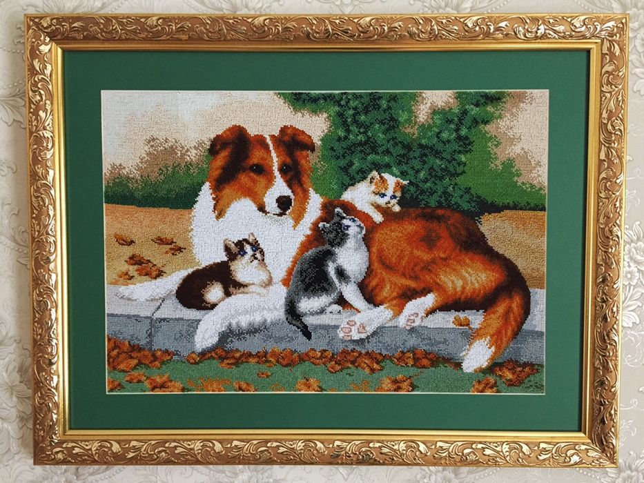 Картина вышитая бисером Няня