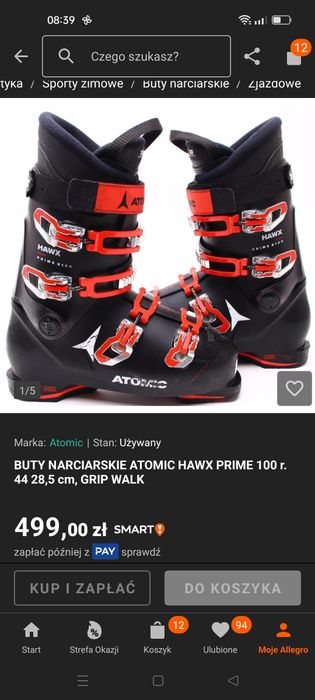 Narty, buty narciarskie, kijki