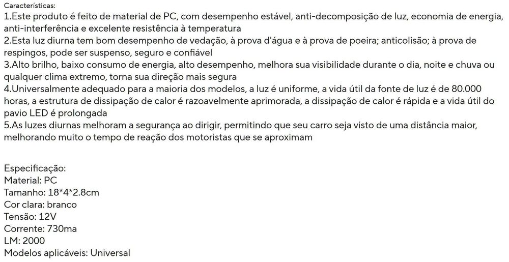 Luzes Led Diurnas