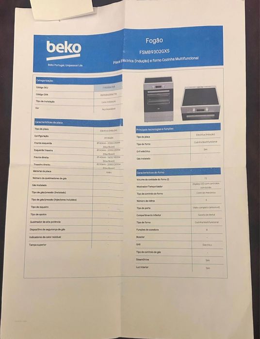 Placa de Indução com Forno - Nova e Nunca Utilizada