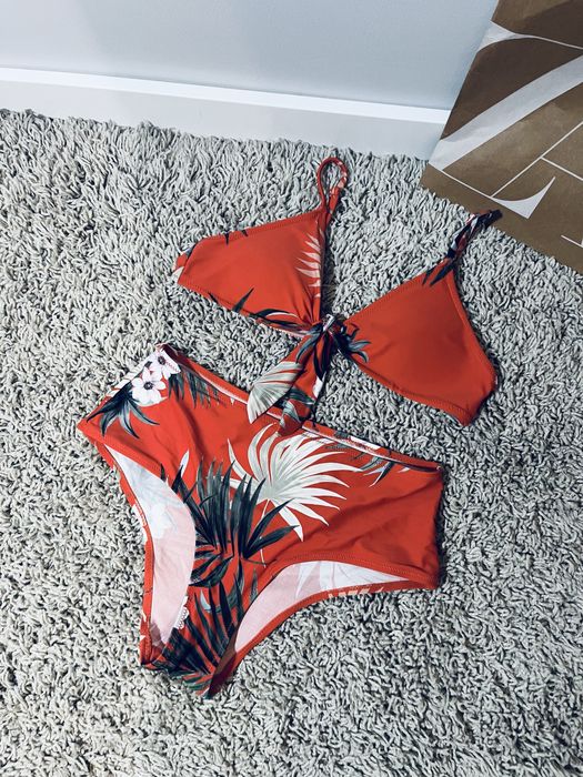 Stroj kapielowy damski dwuczesciowy bikini rozm xs wysoki stan majtki