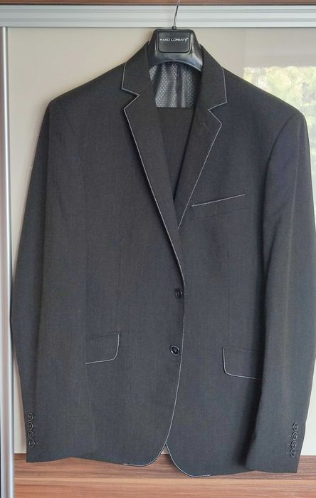 Garnitur PAKO LORENTE 52/176 wełna, ciemny grafit, Slim Fit