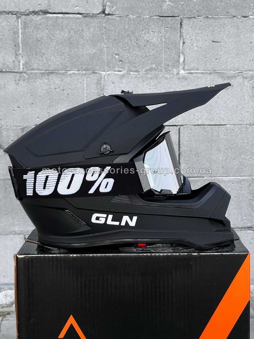Мотошолом кросовий GLN з окулярами, мото шолом, мото шлем кроссовый
