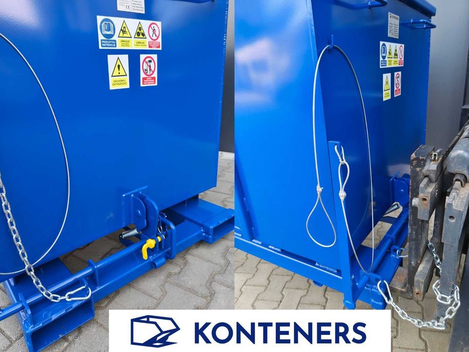 Kontener samowyładowczy wózek widłowy 1m3/KOLEBA /pojemnik metalowy ,odpady, złom, wióry, trociny, recykling, KOLEBA/ KOLIBA/ WYWROTKA Producent