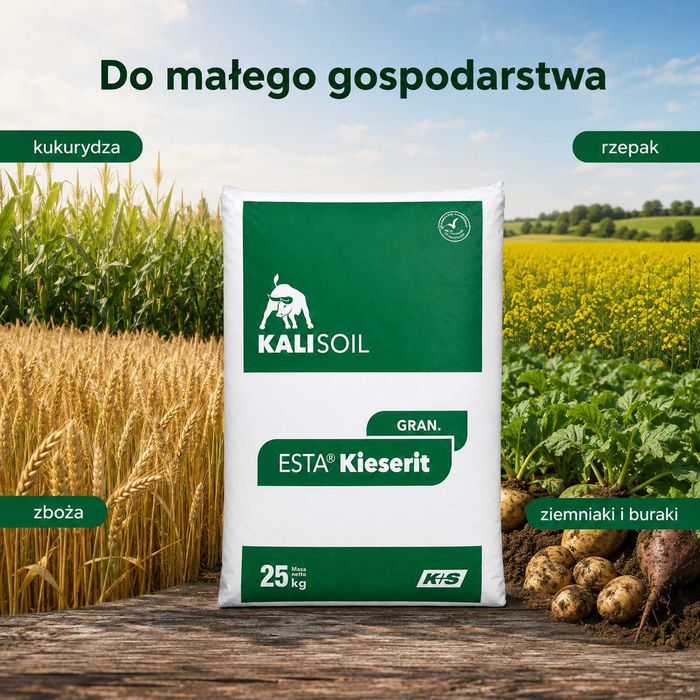 ESTA KIESERIT granulowany worek 25 KG – SIARCZAN MAGNEZU 25% MgO + 50% SO3 – K+S Kizeryt