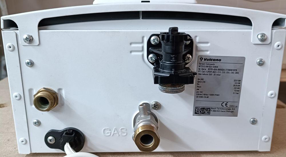 Esquentador Vulcano Sensor Compacto - Ventilado / Estanque - Gás natur