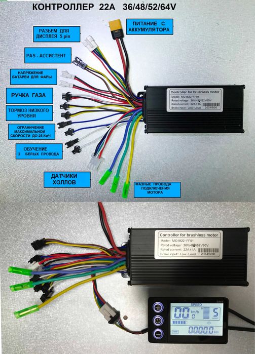 Контроллер сінусний 350-500-2000W, ДІСПЛЕЙ S866: 24-36-48-60V