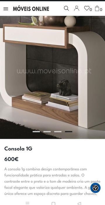 Consola branco lacado e nogueira