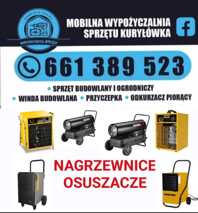 Zagęszczarki Wypożyczalnia nagrzewnice odkurzacz agregat wiertnica