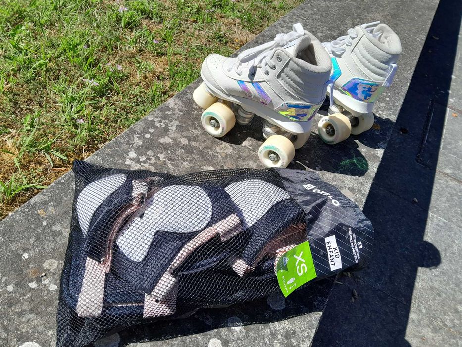 par de patins infantil ( n.32 ) + kit de proteção