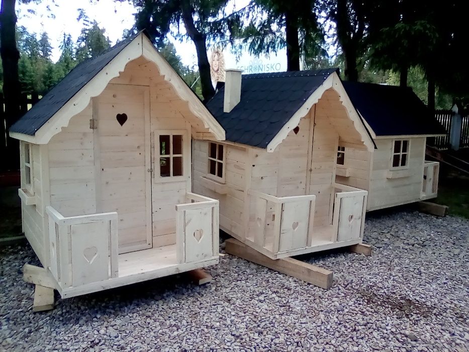 Huśtawka plac zabaw domek drewniany dla dzieci