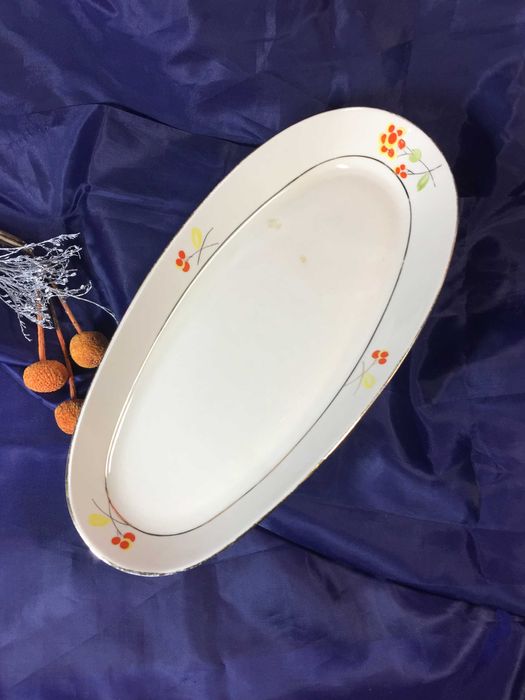 60-е редкая Сервировочная овальная тарелка фарфор позолота винтаж: 450 ...