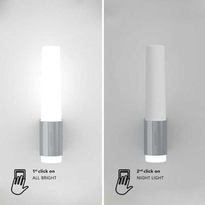 2x Srebrny kinkiet łazienkowy IP44 | Regulacja świecenia | Nowy