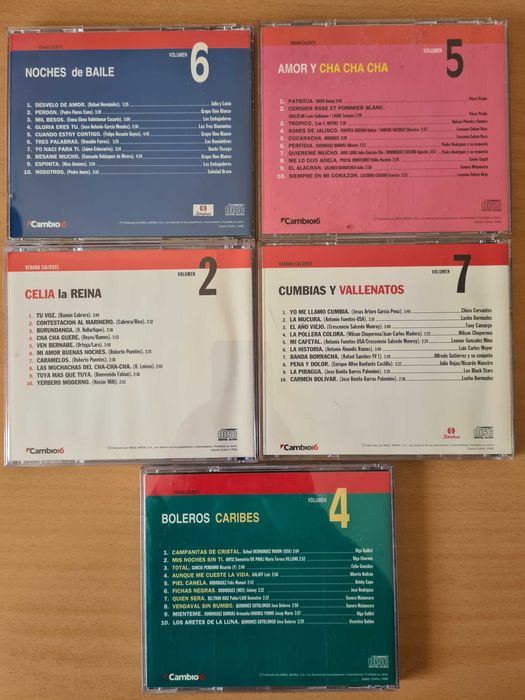 5 CDs audio com a coleção de música "Verano Caliente"