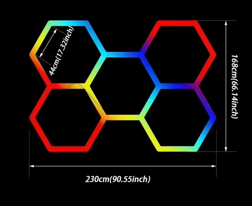 Luzes Hexagonal Pack 5 Rgb Multicolor Led509251442663772167