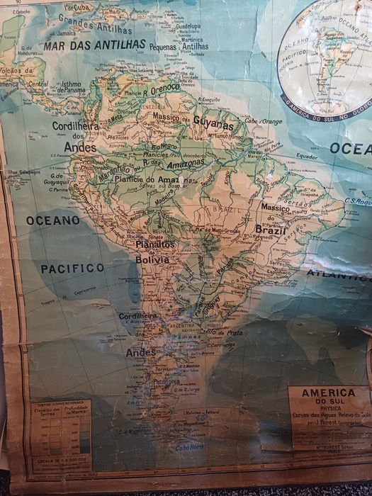 Mapa antigo da america  do sul