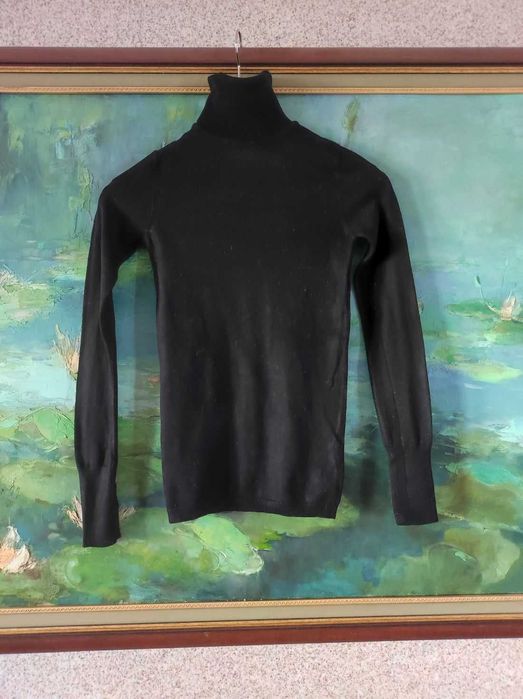 H&M golf sweter elastyczny prążki bawełniany krótki casual modny