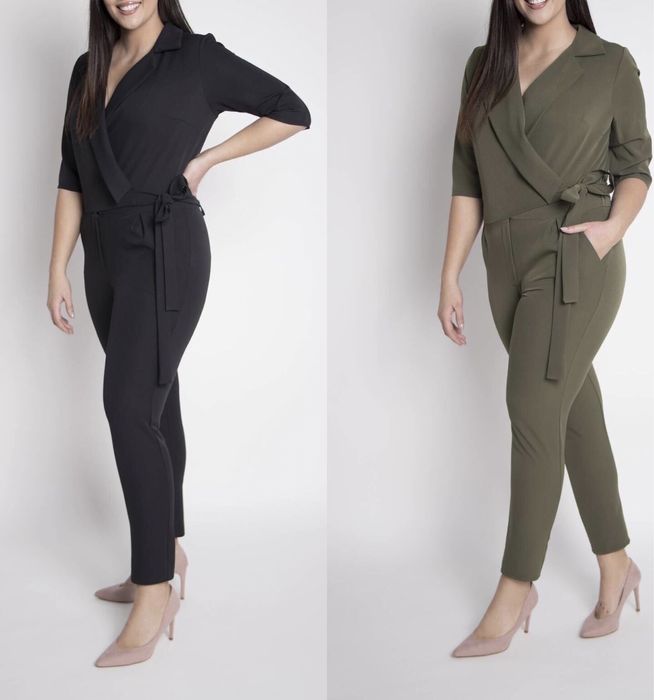 Klasyczny kombinezon damski khaki 42