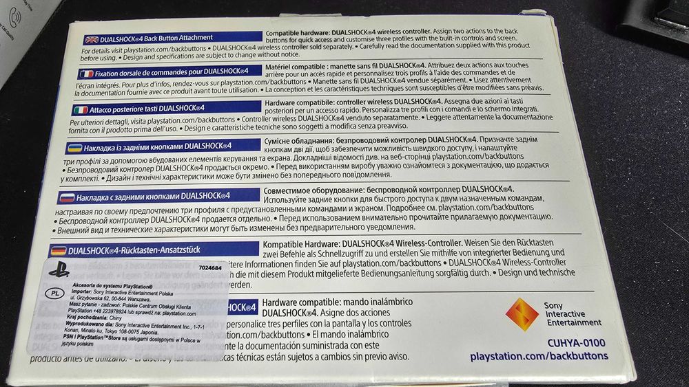 Nowa Nakładka SONY Back Button Attachment DUALSHOCK 4 PS4