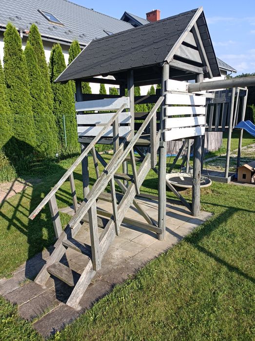 Domek ogrodowy dla dzieci, zjeżdżalnia, huśtawki