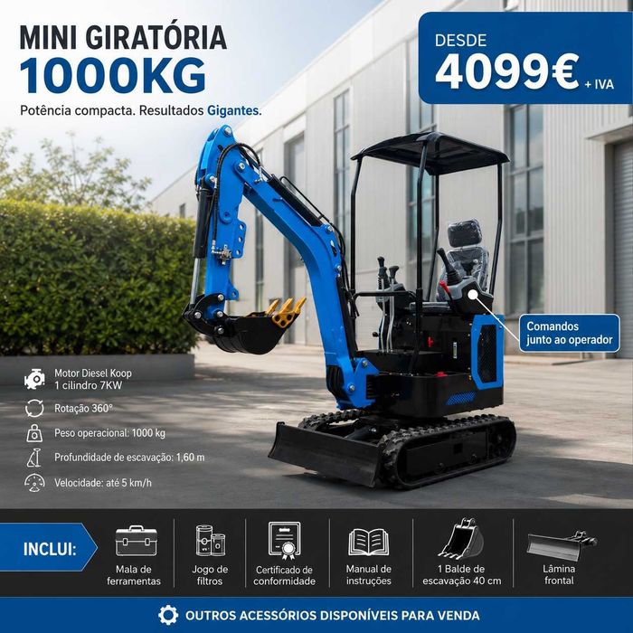 Mini Giratória 1000kg 1 TON motor Diesel KOOP