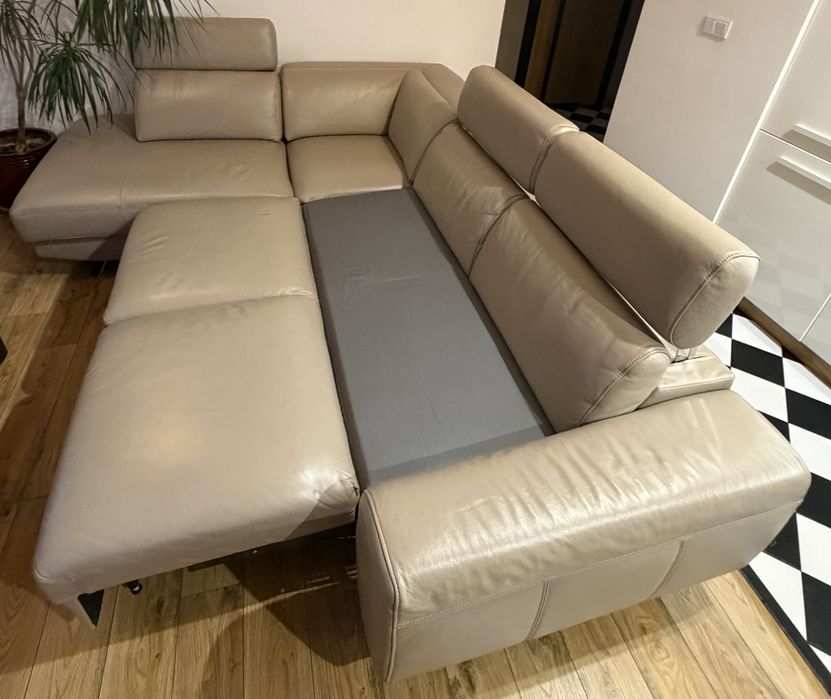 Narożnik skórzany beżowy 270x217