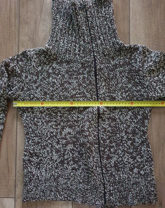Sweter golf damski Oversize brązowy biały melanż