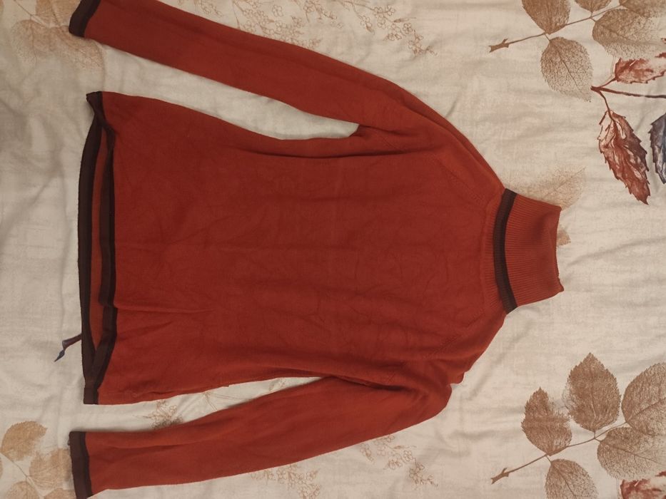 Sweter pomarańczowy rudy elastyczny ciepły golf