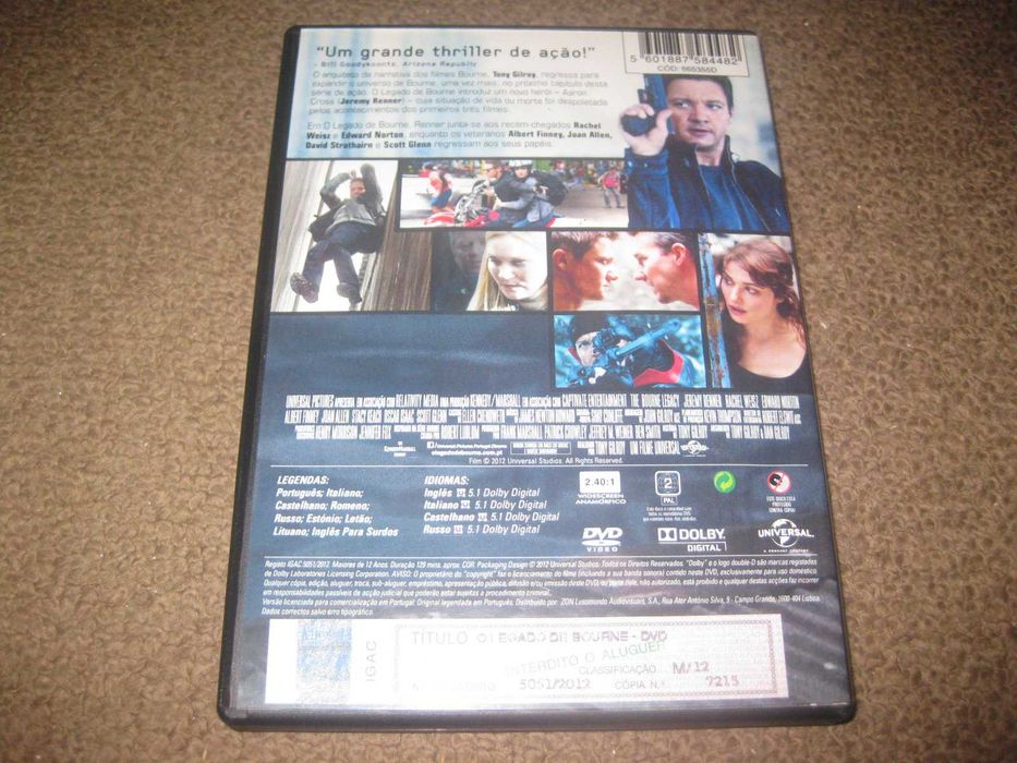 DVD "O Legado de Bourne" com Jeremy Renner