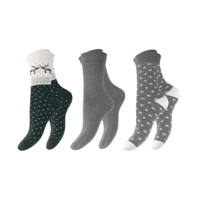 3x Skarpety damskie bawełniane ciepłe, zimowe 35/38 art 68305 MA szare