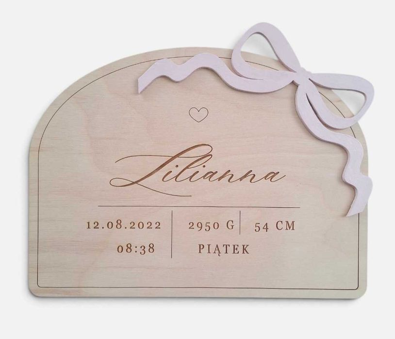 Personalizowana metryczka z drewna