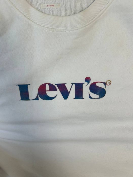 Белый свитшот Levi’s Relaxed Fit / Свитшот Левис с градиентным логотипом (Размер XL)