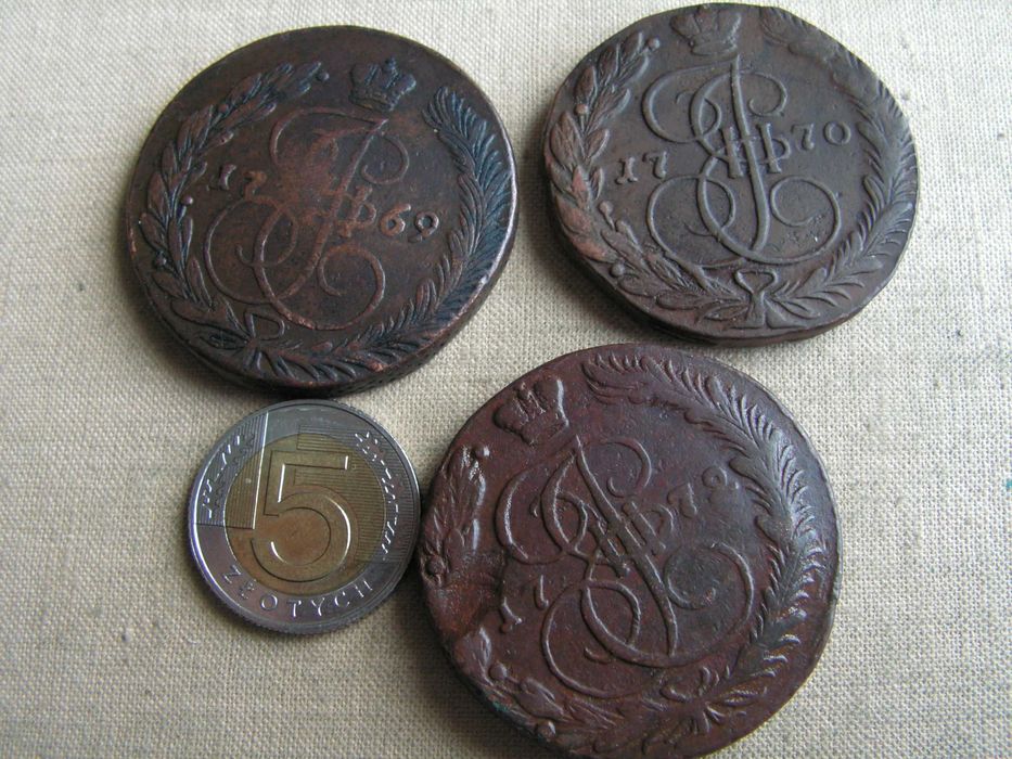 3 piekne monety Rosja Carska 5 kop - ogromne