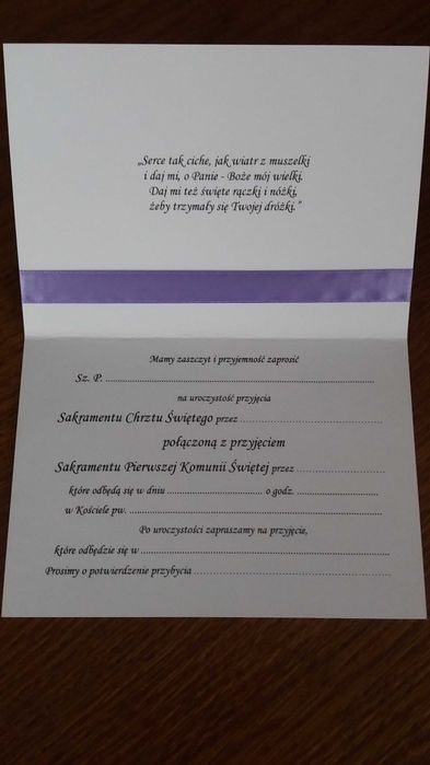 Zaproszenie na Chrzest i Komunię Zaproszenia 2 w 1