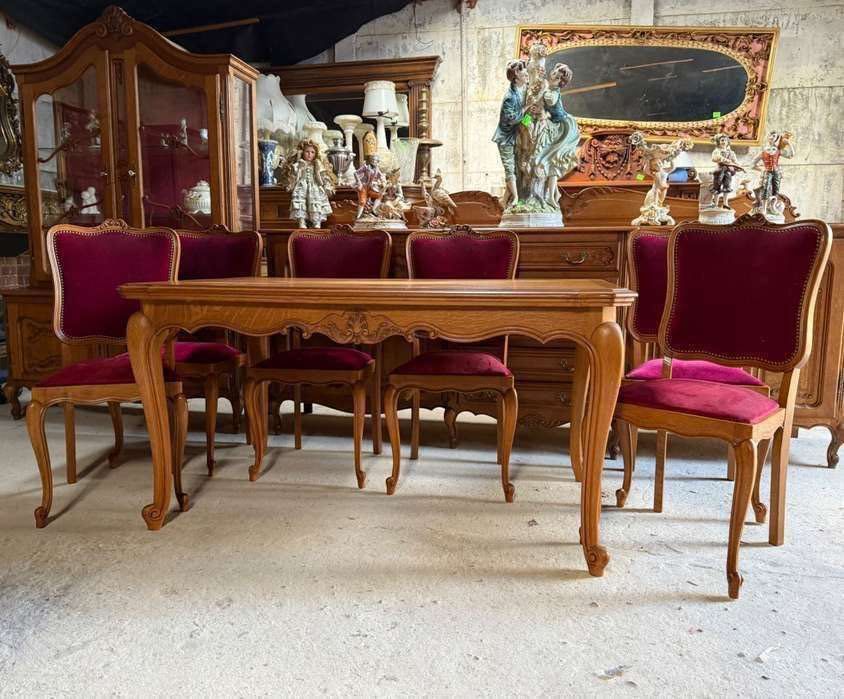 Komoda witryna stół 6 krzeseł-styl Ludwik