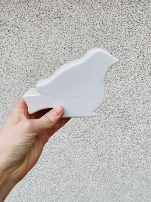 Ceramiczna figurka ptak biały dekoracja minimalizm ozdoba stojąca