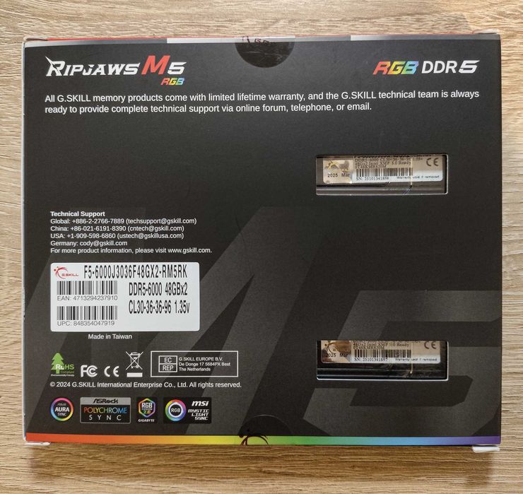 Pamięć nowa G.Skill Ripjaws M5 RGB DDR5 96 GB 2x48G 6000MHz CL30