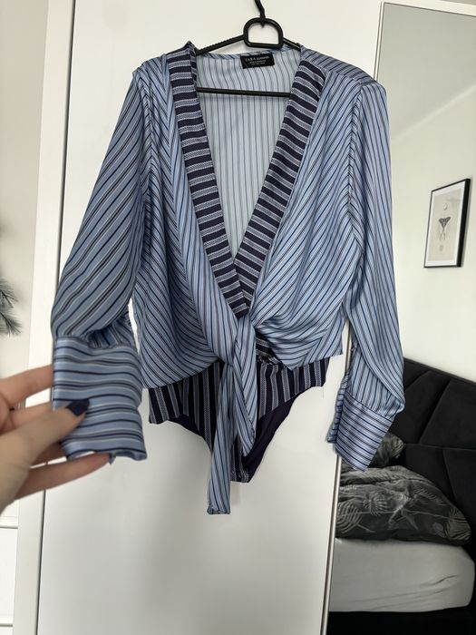 Body koszula bluzka zara błękitna niebieska elegancka M 38