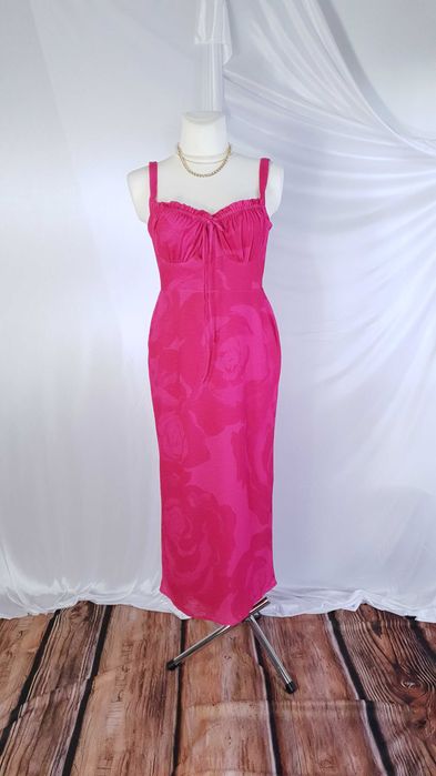 Sukienka Gorsetowa Suknia Marszczona Różowa Midi ASOS  XL  42 44