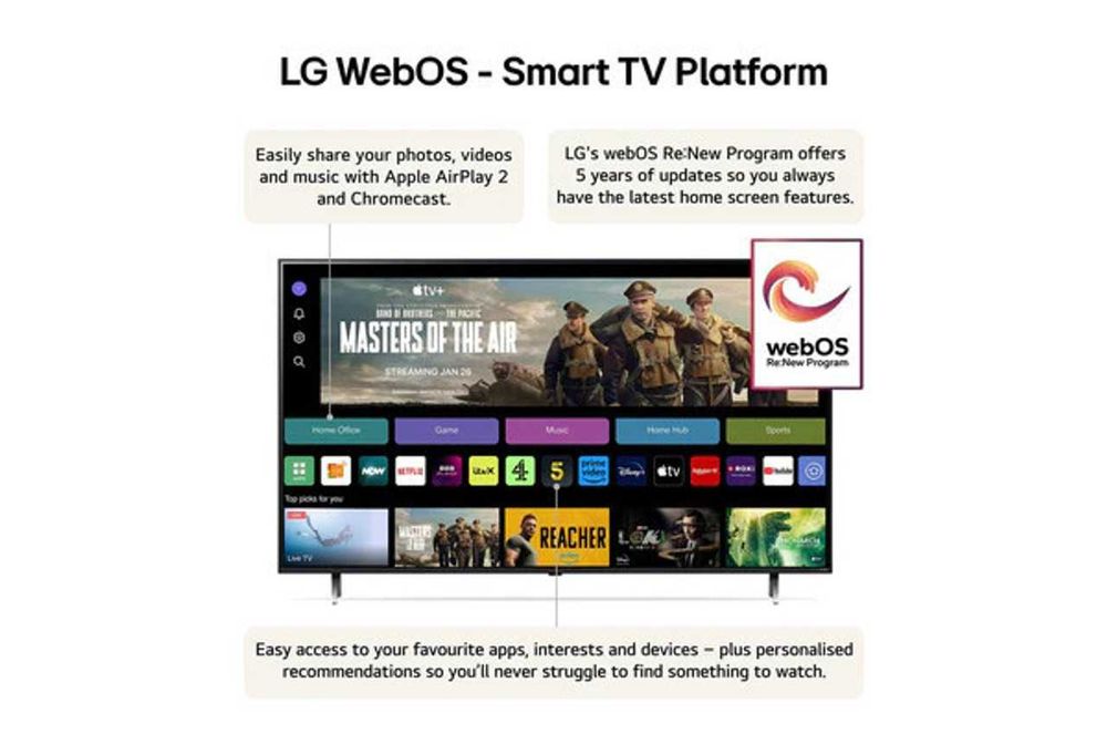 LG 55" QNED UltraHD 4K HDR10 Pro 120Hz WebOS24 AI ThinQ (55QNED87T6B)