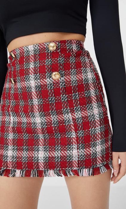 Женский костюм Stradivarius твид двойка блезер + юбка