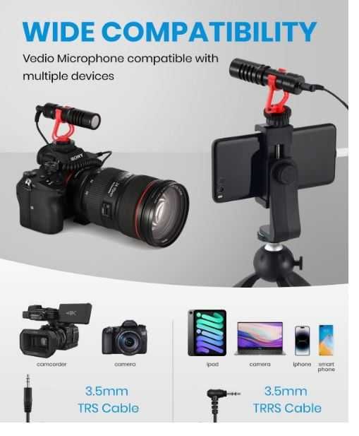 Microfone para Maquina fotografica SLR telefone ou PC com acessorios MOUKEY MCm-1