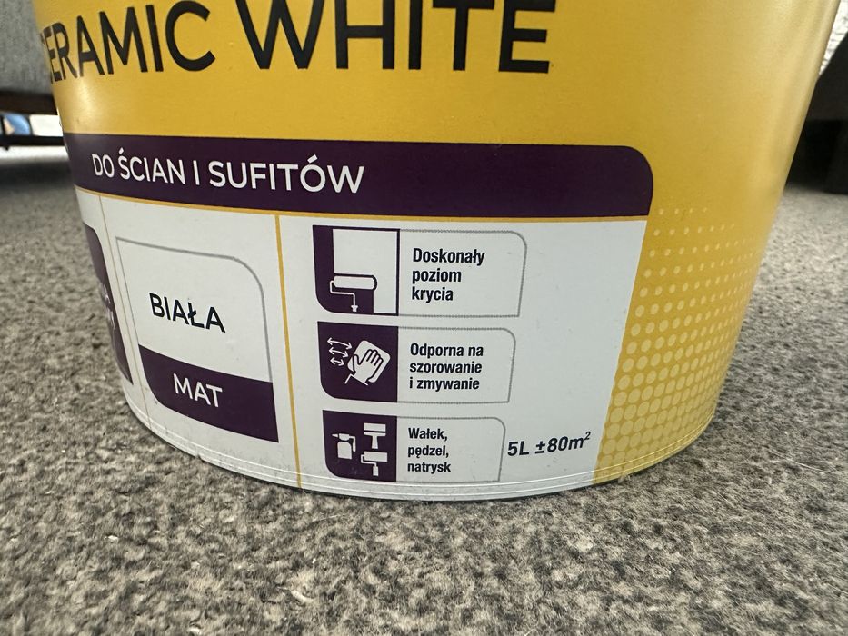 Farba biała 5 l , zmywalna
